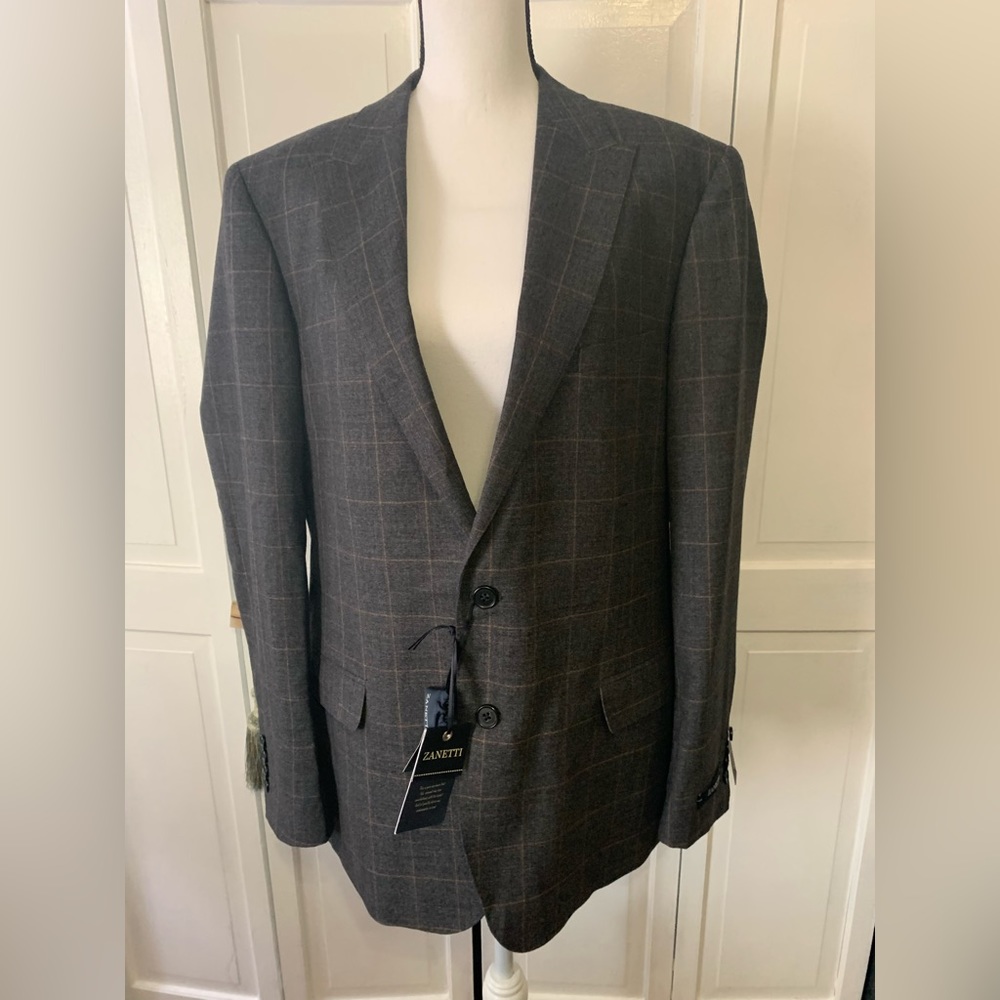 Lavorazione Sartoriale Charcoal Plaid Suit Jacket Blazer